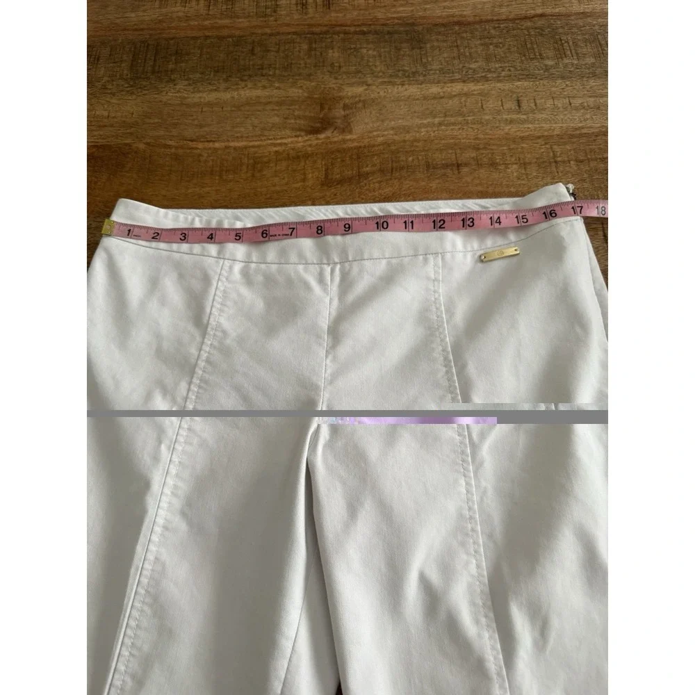 Tory Burch Womens White Ankle Pants Size 10 Stretch Crop Slim Career